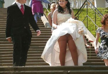 BRIDES wedding voyeur upskirt white undies and hooter-sling