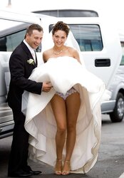 BRIDES wedding voyeur upskirt white undies and hooter-sling