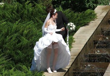 BRIDES wedding voyeur upskirt white undies and hooter-sling