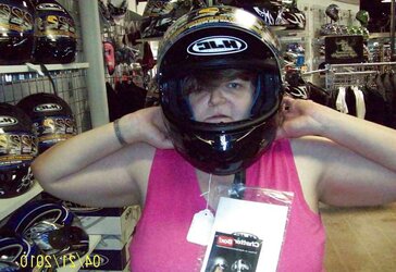 Luxurious Wifey Wearing Ebony HJC Helmet