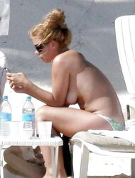 Billie Piper Sans Bra Bathing Suit Pics