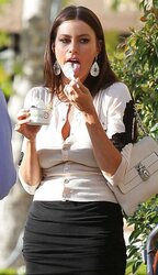 Sofia Vergara Slurping Ice Testicle Tonic on Set of Modern home