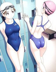 Anime femmes on one-chunk bikinis