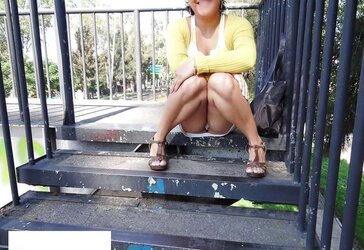 Public exibitionist upskirt and display