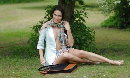 Stunning czech dark-haired Zuzana posing for Take five Damsel