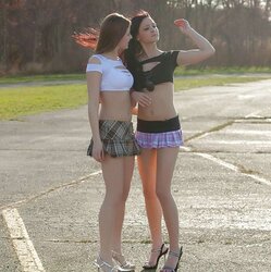 Micro Mini-Skirt teenagers out for a walk