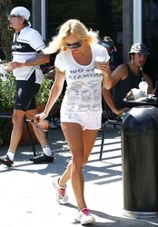 Pamela Anderson LONG-LEGGED BUM at Starbucks in Malibu