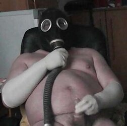 Masturbating in Gasmask