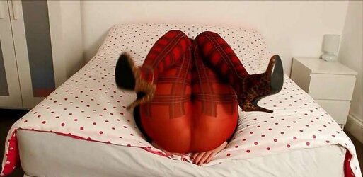 Tartan tights see-through observe through nylon rump