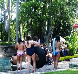 Latina teenagers legal by the pool nonporn candid