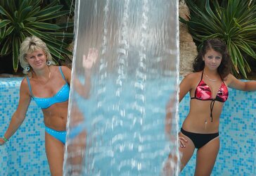 Mom and not her daughter in bathing suit