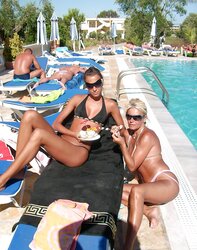 Mom and not her daughter in bathing suit