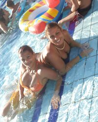 Mom and not her daughter in bathing suit