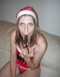 French inexperienced christmas lady trimmed labia and facial cumshot