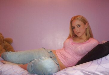 Inexperienced Teenager Platinum-Blonde in Bedroom