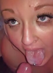 Mega-Bitch leah gargling and facial cumshot