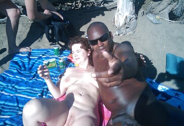 106 Multiracial duo naked on the beach