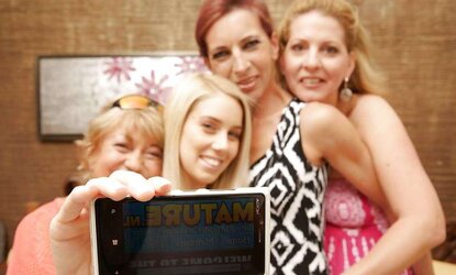 Old moms nail youthful nymphs at lezzy gang romp soiree