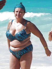 Scorching swimsuit granny plumper