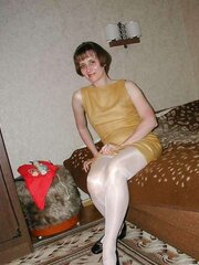 Mature inexperienced wifey in shining white pantyhose