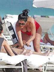 Kiara Mia In A Crimson Swimsuit in South Beach