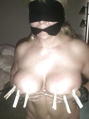 BONDAGE & DISCIPLINE tramp Blindfolded Cable Pierced Pearl Ring