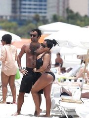 Kiara Mia and Her Buddy Bra-Less on the Beach in Miami